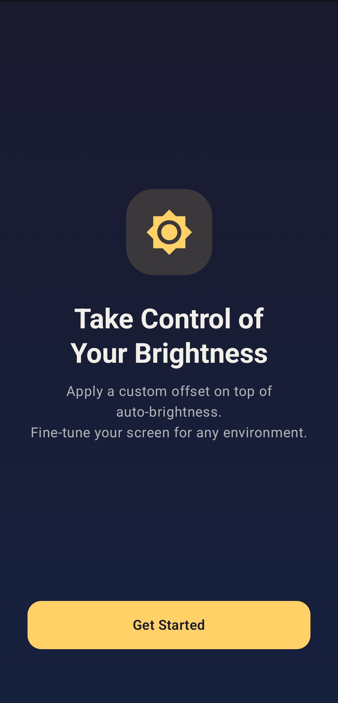 BrightControl slider screen